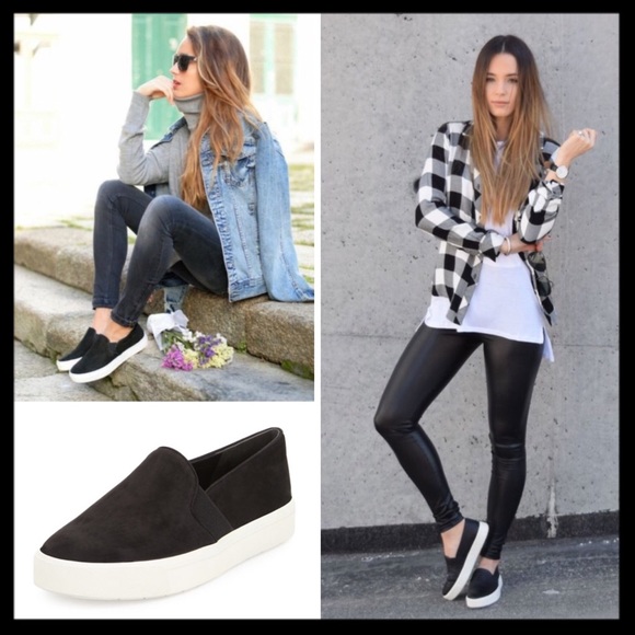 black vince slip ons
